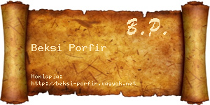 Beksi Porfir névjegykártya